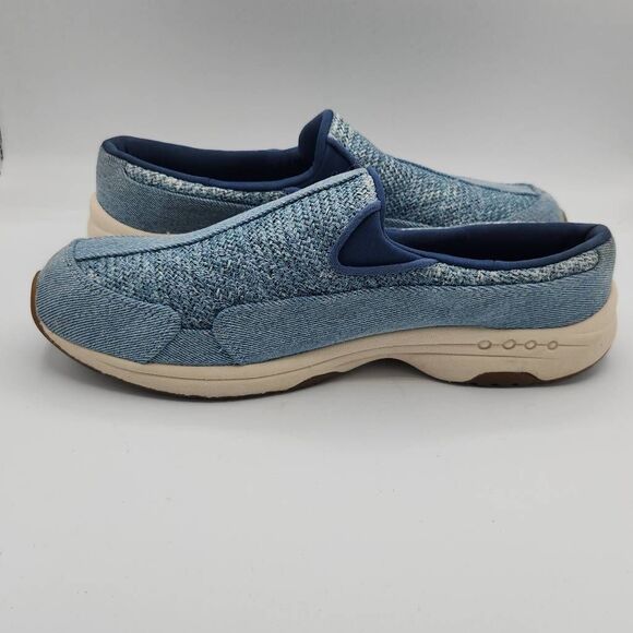 Easy Spirit TravelTime Slip On Mule Sneaker Leather Textile Women 10M light blue - Picture 3 of 9